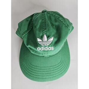 Adidas Hat Green Black 3 Stripes Embroidered Spell Out Logo Adjustable Cap
